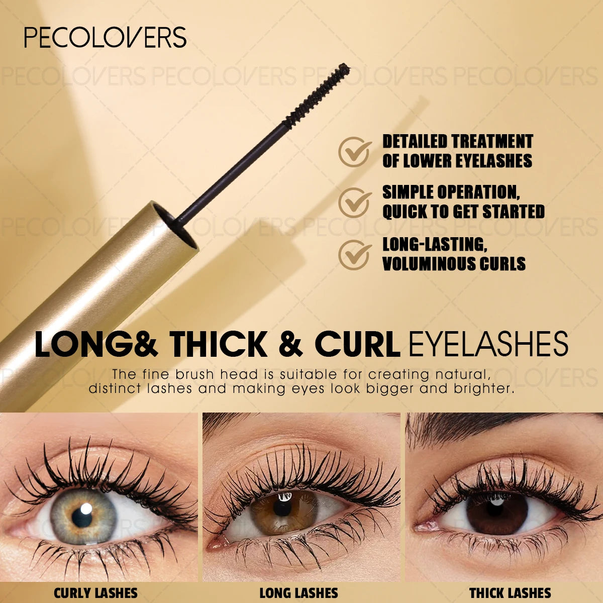 Waterproof Ultra-fine Brush Thickening Eyelashes Quick Drying Mascara