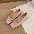 Woman Casual Square Head Bow Flats Flock Mocasines Ballerina Church