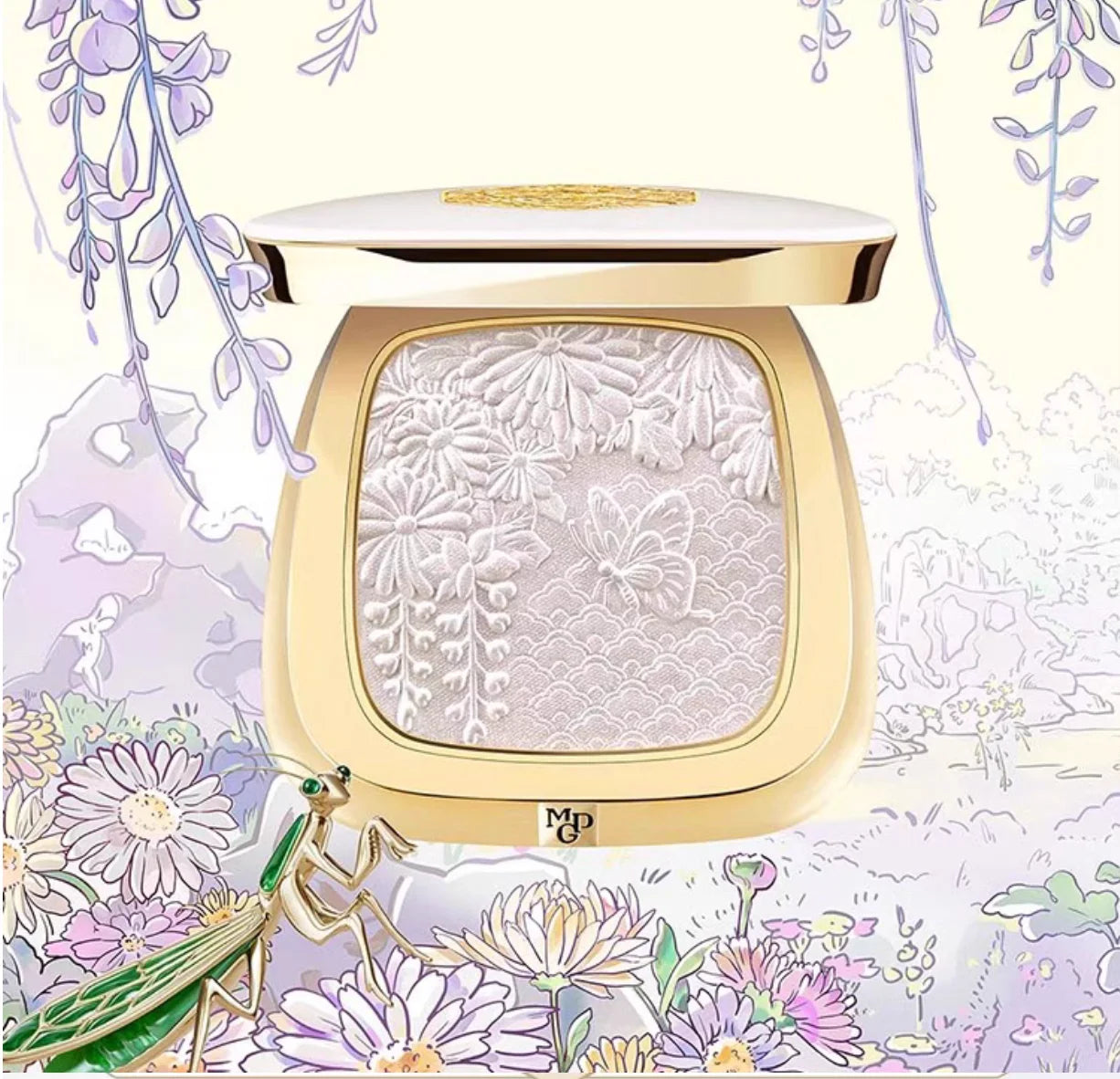 MAOGEPING Butterfly Flowers Highlighter Pressed Powder Palette 3D Zpaxo