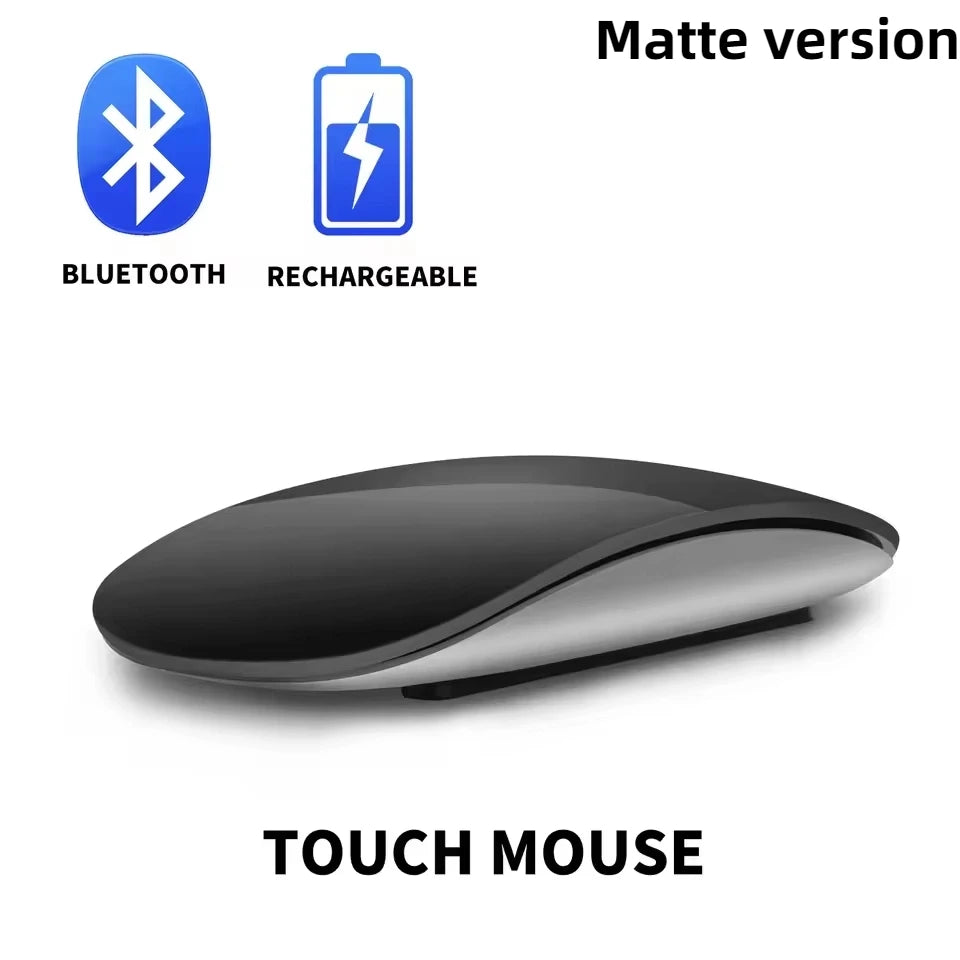 New Wireless Bluetooth Magic Computer Mouse Rechargeable Touch Slim Ergonomic Dual-Mode Silent PC Mice For Apple Macbook Air Zpaxo Black