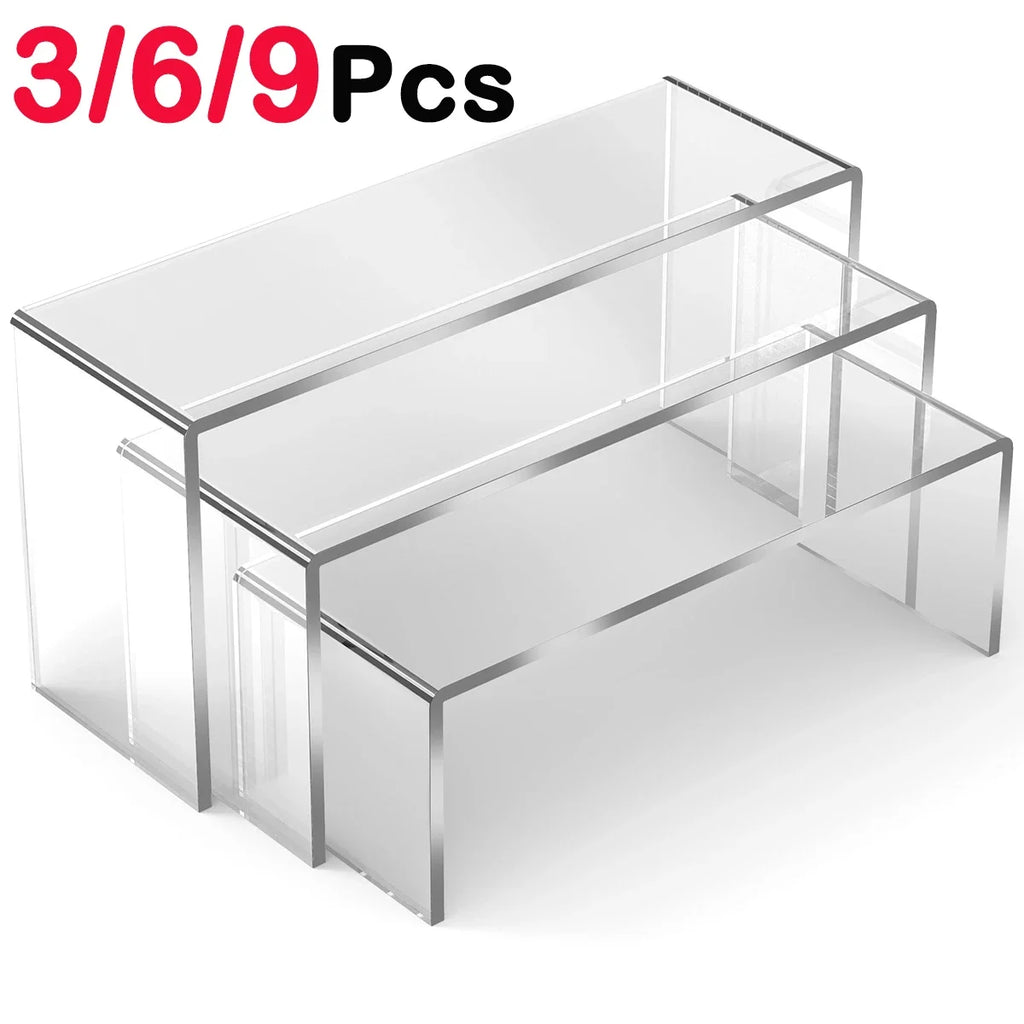 3/6/9/12Pc Clear Acrylic Display Stand Cosmetic Bag Jewelry Showcase Cup Holder for Home Shop statue Model Pottery Display Riser Zpaxo