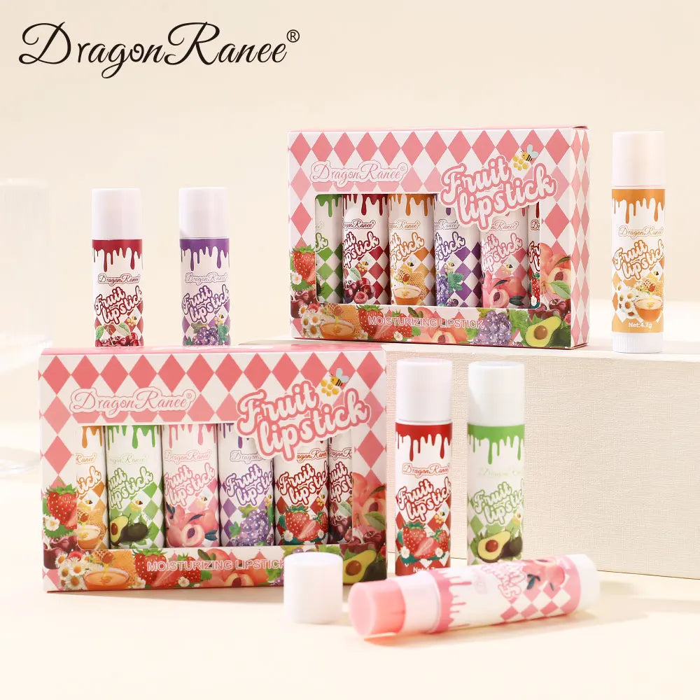 Set of Six Lipsticks, Moisturizing, Color-Changing, Hydrating, Waterproof, Color-Rich, Autumn and Winter Base Lip Balm Zpaxo