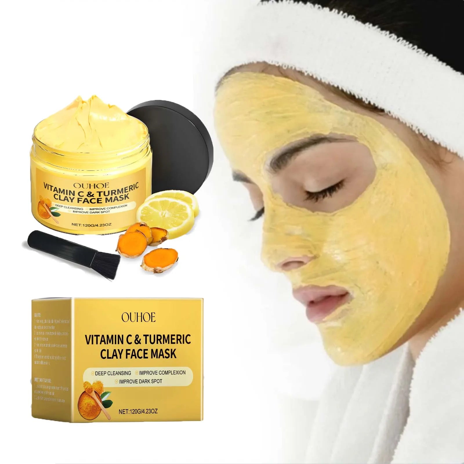 Vitamin C Turmeric Mud Mask Exfoliating Facial Mask Improve Pore Deep Cleansing Nourishing Hydrating Glowing Skin Care Clay Mask Zpaxo