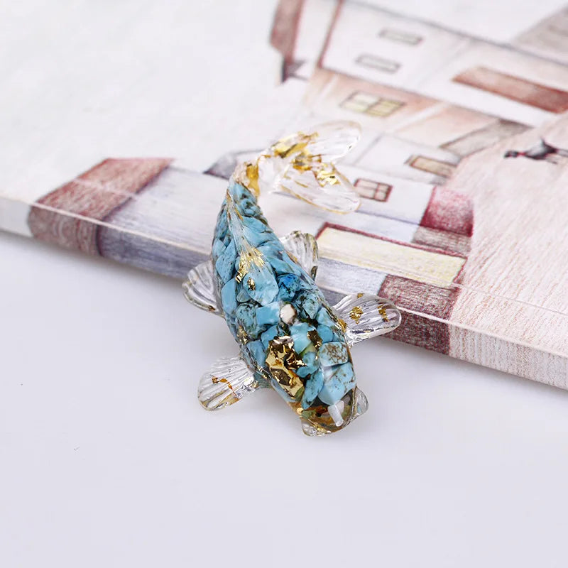 Koi Fish Figurine – Crystal Epoxy Resin Desk Ornament & Gift