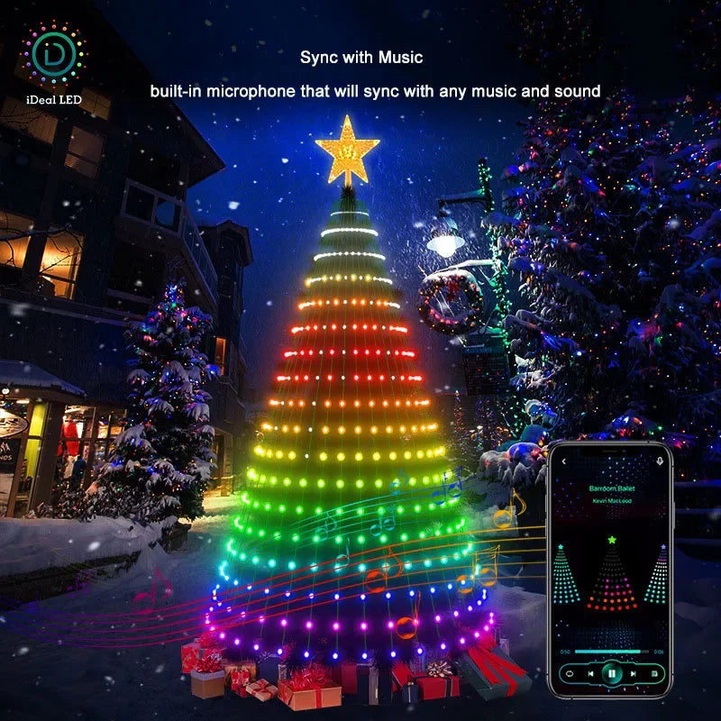 Christmas Tree RGB Lamps APP Multicolor LED Star String Light Zpaxo