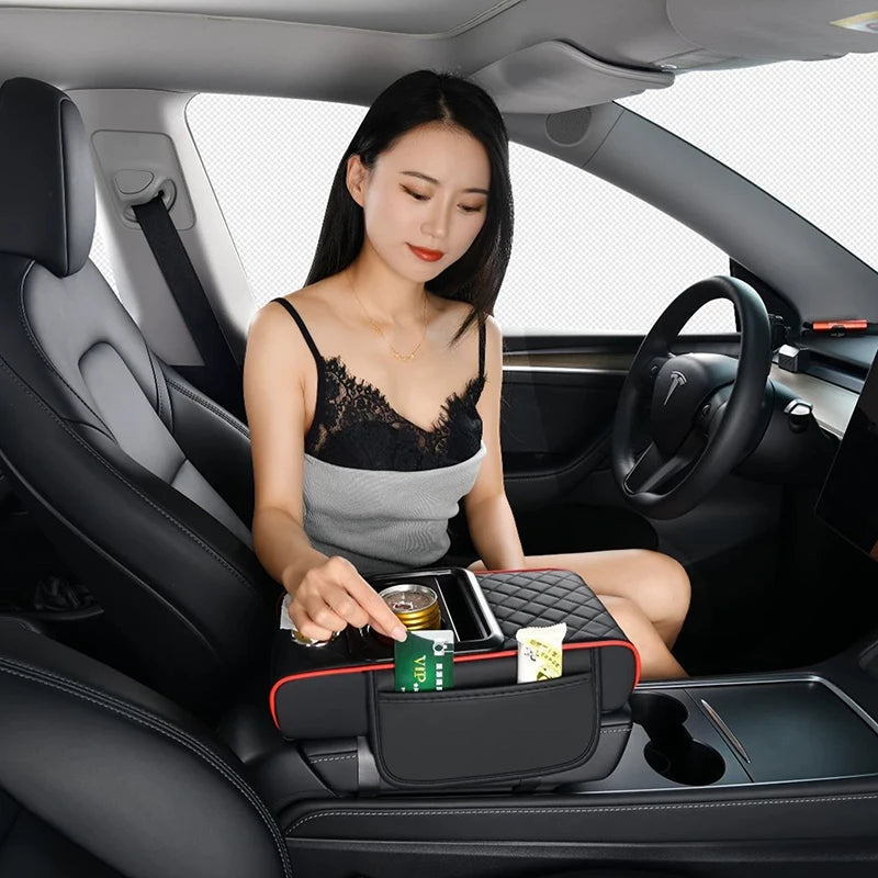 Car Armrest Storage Box & Console Organizer Cushion
