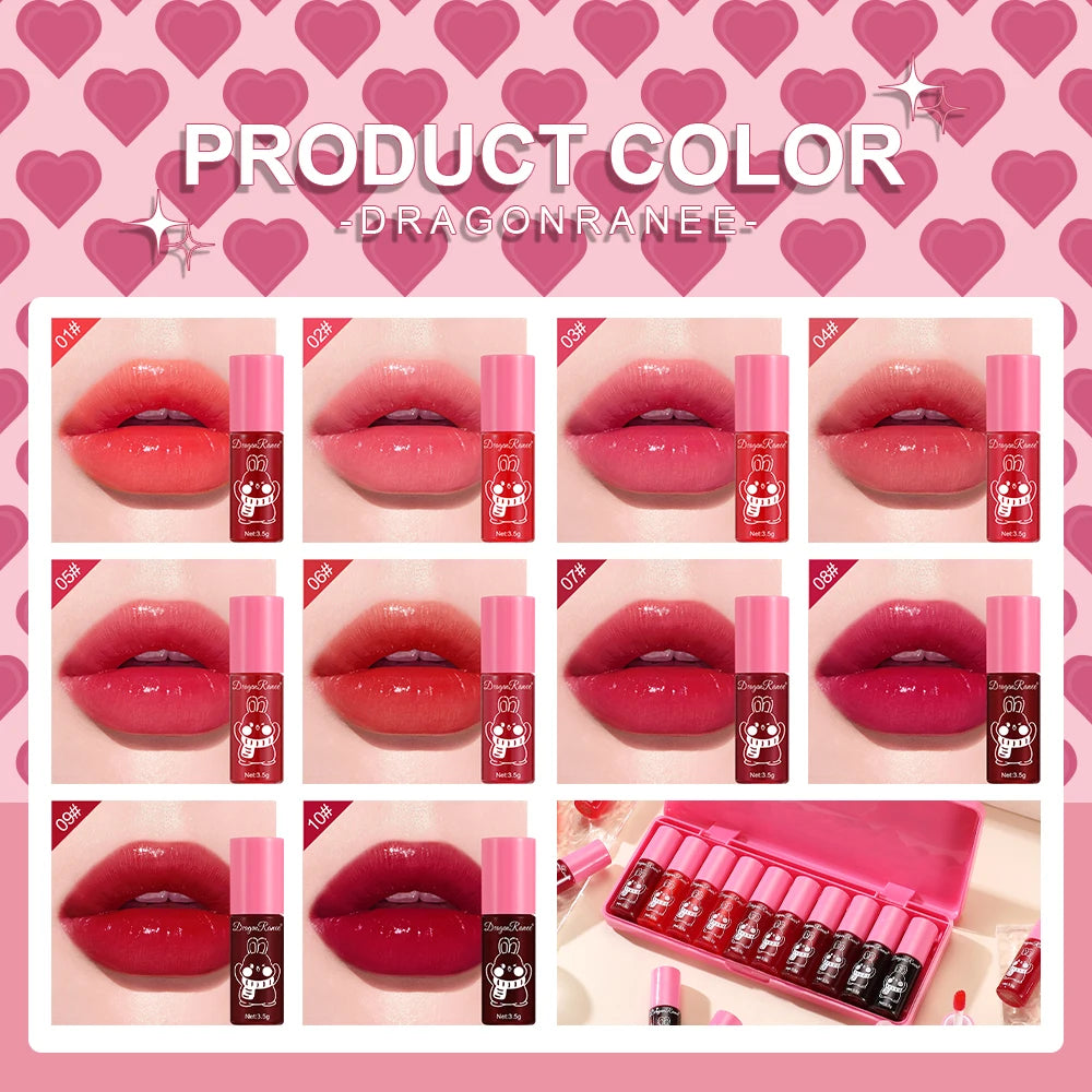 Lip Gloss Set of Ten, Mirror-Like, Glossy, Plumping, Brightening, Complexion-Enhancing Lipstick, Moisturizing, Non-Stick, Long-Lasting Lip Gloss Zpaxo