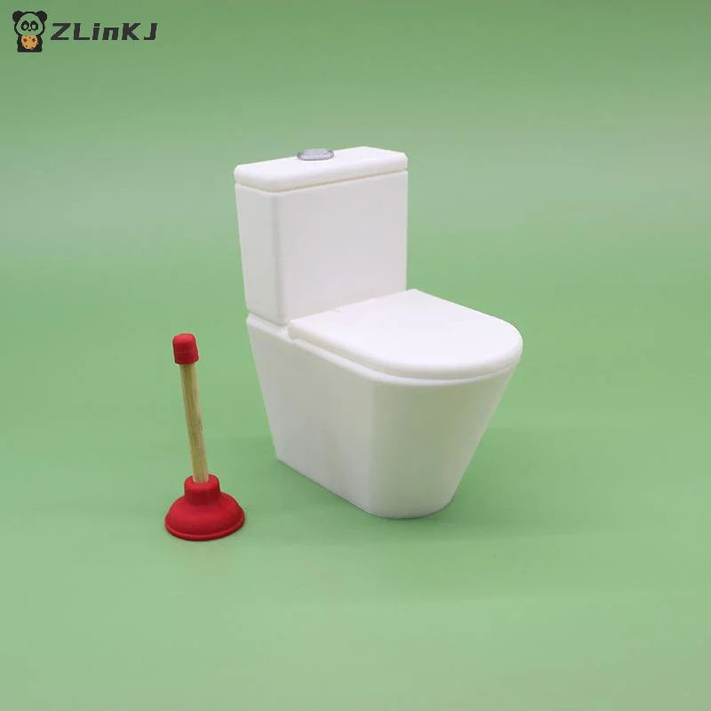 ▶Dollhouse Simulation Toilet Seat Vintage Dollhouse Bathroom White Toilet Doll House Miniature Baby Pretend Toy Doll Accessories Zpaxo