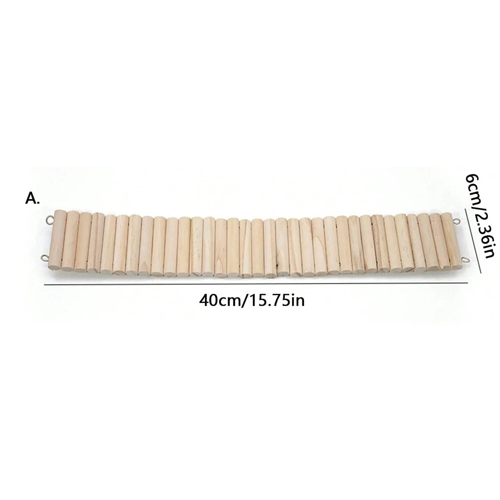 Hamster Habitat Accessories Multiple Size Wooden Bridge Cage Hamster Bendable Fence for Small Animals Climbing Zpaxo 6x40CM