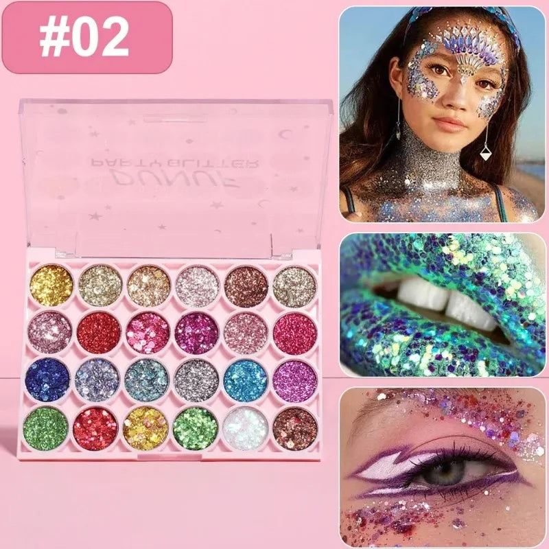 24 Colors Body Face Glitter Gel Palette Multifunctional Waterproof