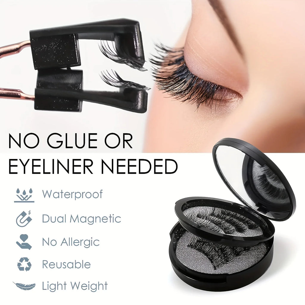 8pcs Magnetic False Eyelashes kit Makeup 3D False Eyelashes,Natural Voluminou Reusable False Eyelashes Makeup Tools for Beginner Zpaxo
