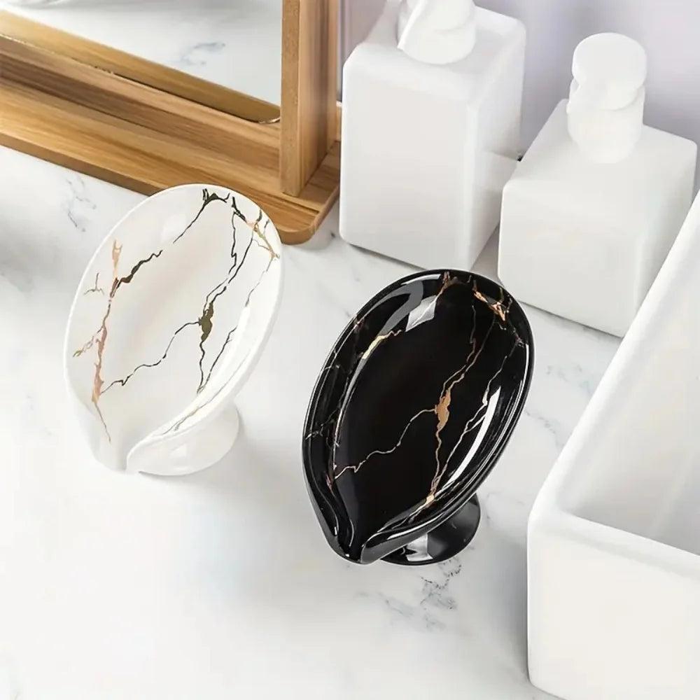 Ceramic Leay Shower Soap Holder Bathroom Suppliesaf Shape Box Water Zpaxo