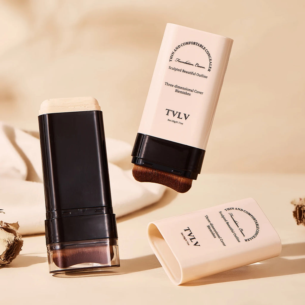 Brush-Tip Concealer Foundation Cream - Enhance Makeup Long Lasting Pigmented, Natural Soft Daily Look Zpaxo