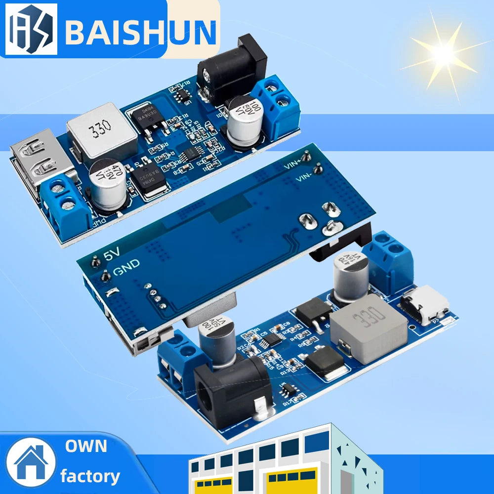 LM2596S DC-DC Adjustable Buck Converter 5A Type-C/Micro USB 12V 24V to 5V Step Down Charging Module Zpaxo