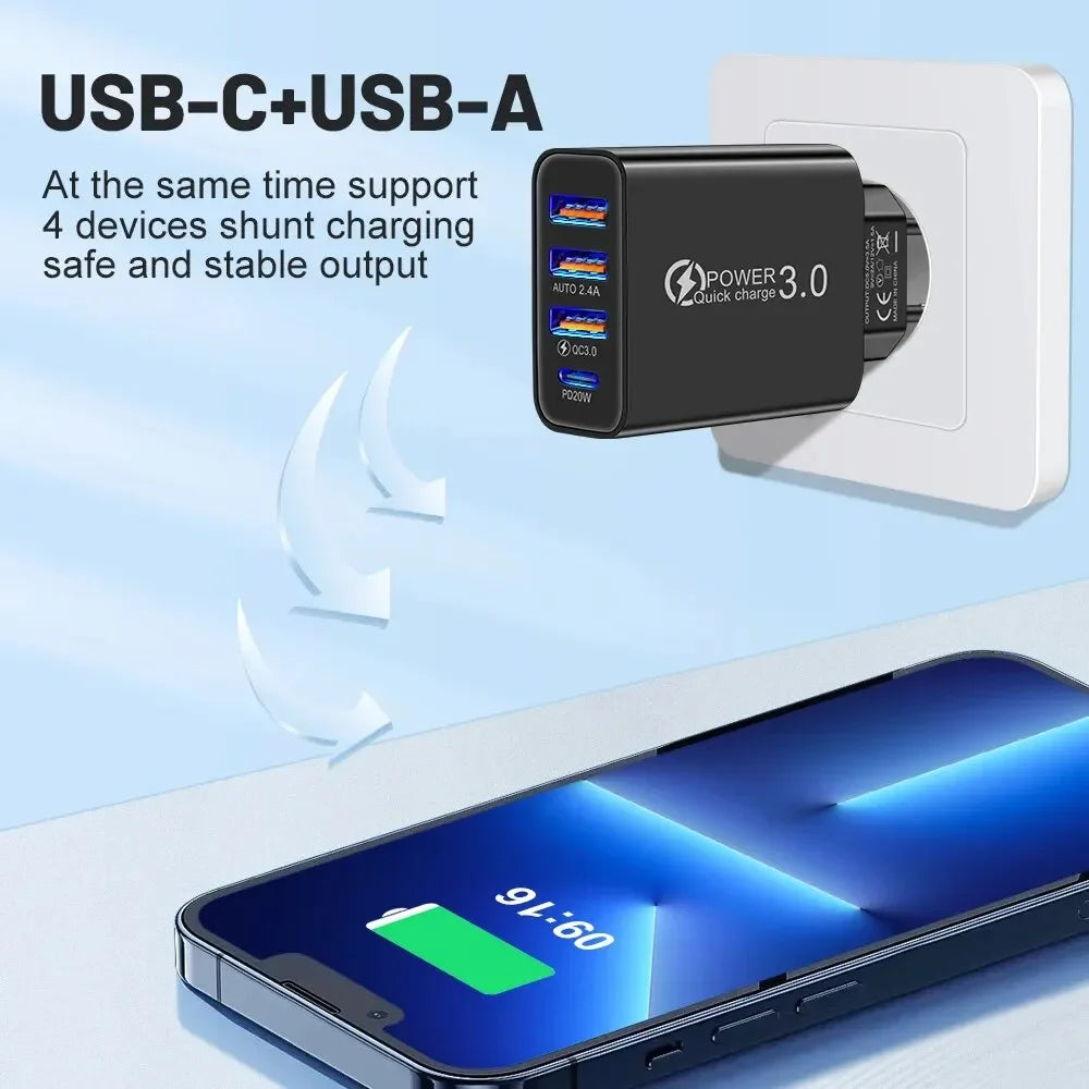 Total 48W Multi-Port USB PD Wall Charger Adapter for Xiaomi iPhone 13/12 Samsung Mobile Phone Plug-In Charging Zpaxo