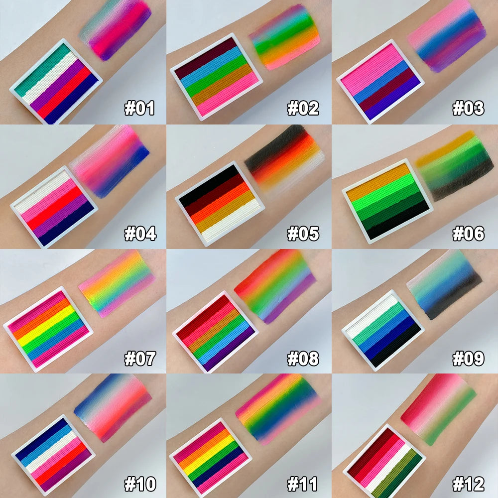 Rainbow Face Body Paint Split Cake Non-toxic Makeup-high Saturation Zpaxo