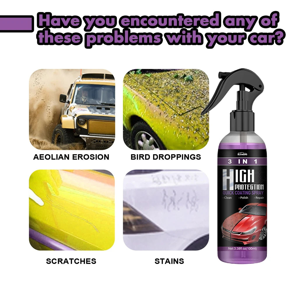 3 In 1 Auto Nano Ceramic Coating 100ml Car Paint Scratch Repair Remover Car Nano Spray Glass Hydrophobic Coating Car Paint Care Zpaxo