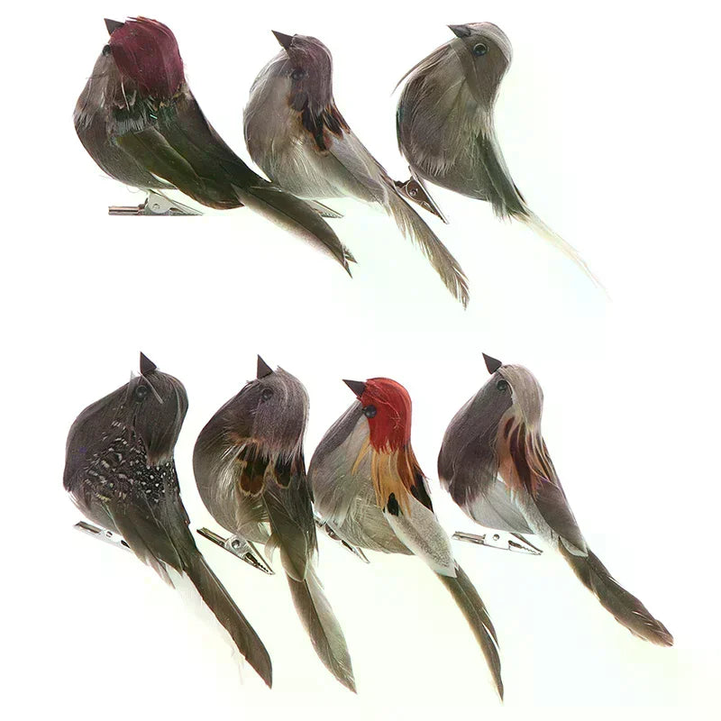 Home party wedding decor Gray fake birds artificial foam feathers sparrow 1Pc Zpaxo
