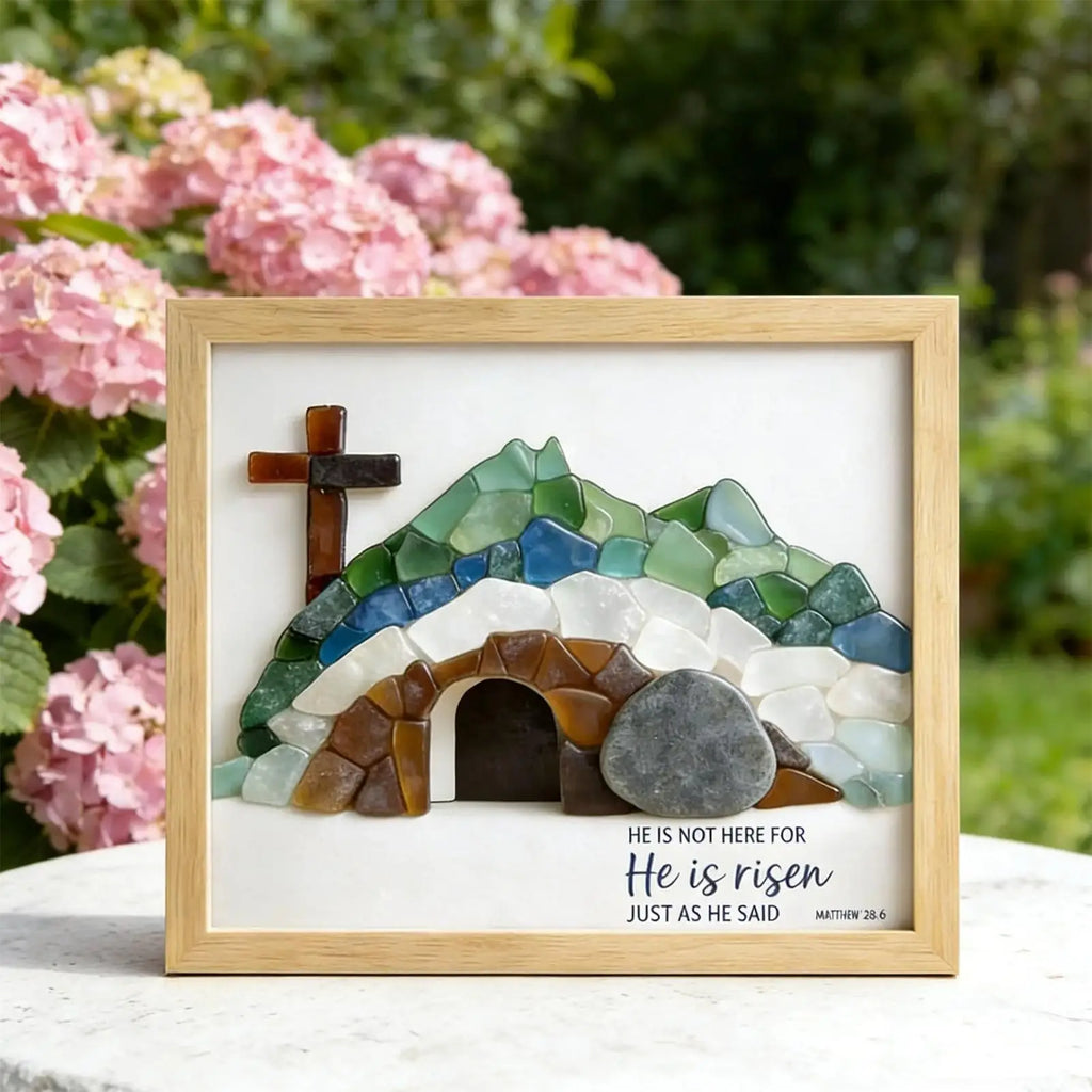 Easter Ornaments Retro Rustic Table Centerpieces Religious Picture Frames for Desk for Indoor Home Bedroom Bookshelf Windowsill Zpaxo