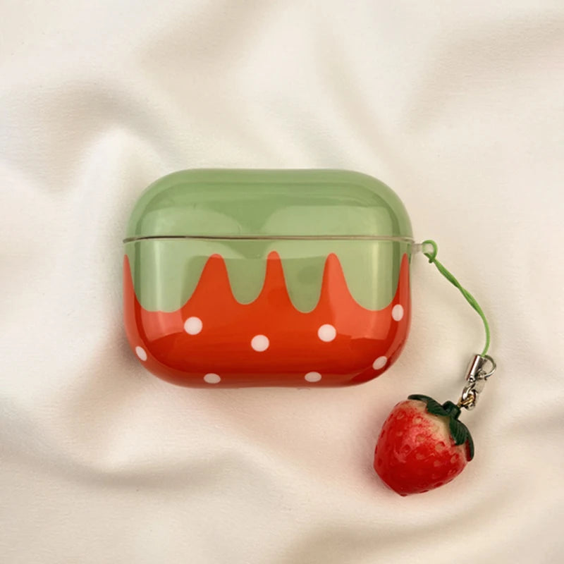 Lovely Red Strawberry White Polka Dot Lanyard Earphones Case Air Pods Zpaxo