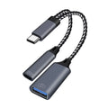 C 1 Type-c USB Adapter 3 0 Y Splitter OTG Cable Phone Converter Data Zpaxo Silver gray