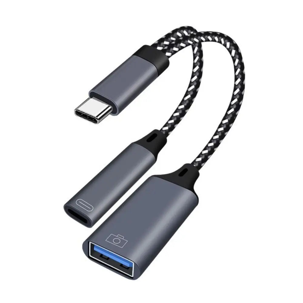 C 1 Type-c USB Adapter 3 0 Y Splitter OTG Cable Phone Converter Data Zpaxo Silver gray