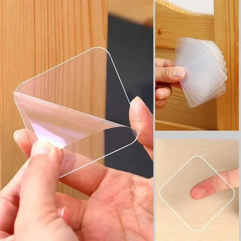 Ultra-strong Glue Double Sided Adhesive Tape Transparent Square Wall Stickers Patch for Bathroom Seamless Waterproof Nano Tapes Zpaxo