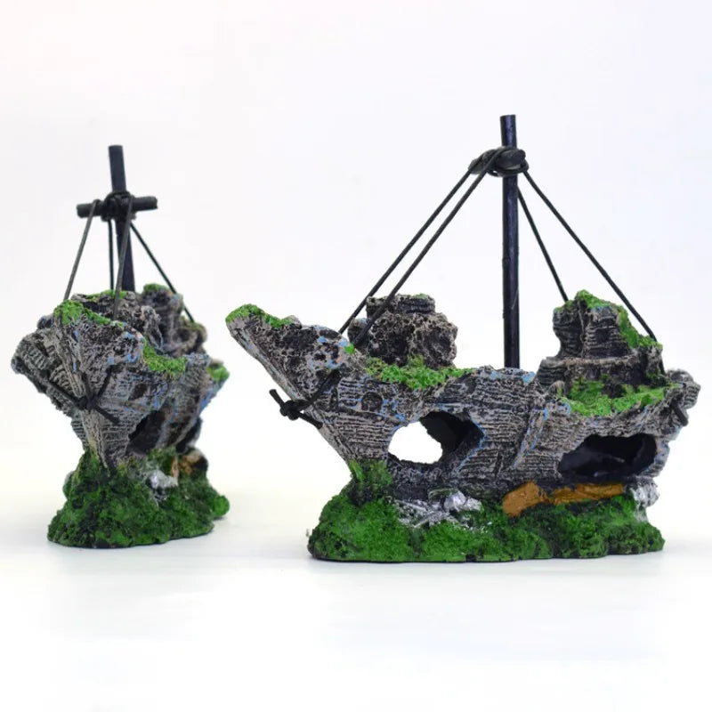 Resin Sunken Ship Aquarium Accessory Fish Tank Landscape Decoration
