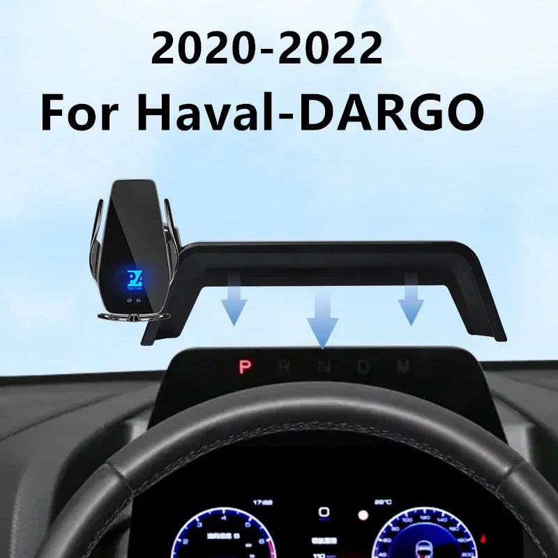 For 2020-2022 For Haval Dargo Car Screen Phone Holder Wireless Charger Navigation Modification Interior 10.25 Inch Size Zpaxo Black-USB