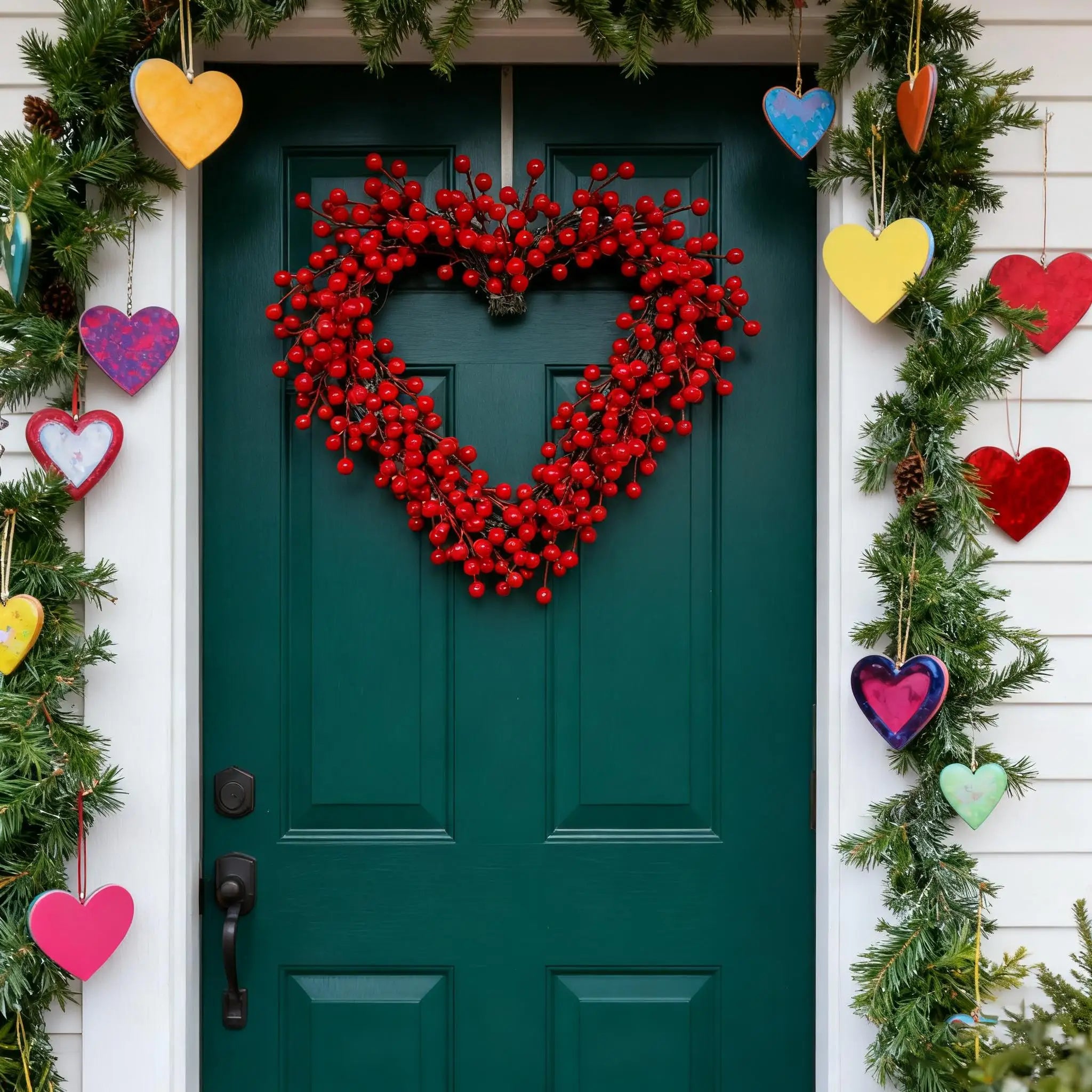 16 Heart Wreath Red Berries Valentine's Decor Door Wall Wedding Party Zpaxo