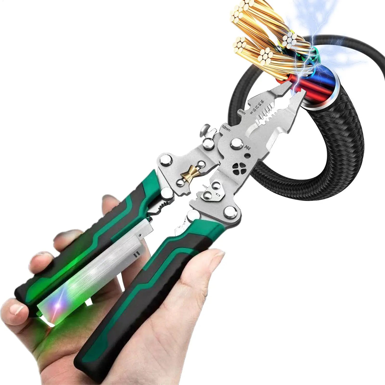 8 in 1 Wire Stripper Twister Wire Stripper Tools AC DC Detector Hand Tool for Automotive School Science Projects Lighting Zpaxo Default Title