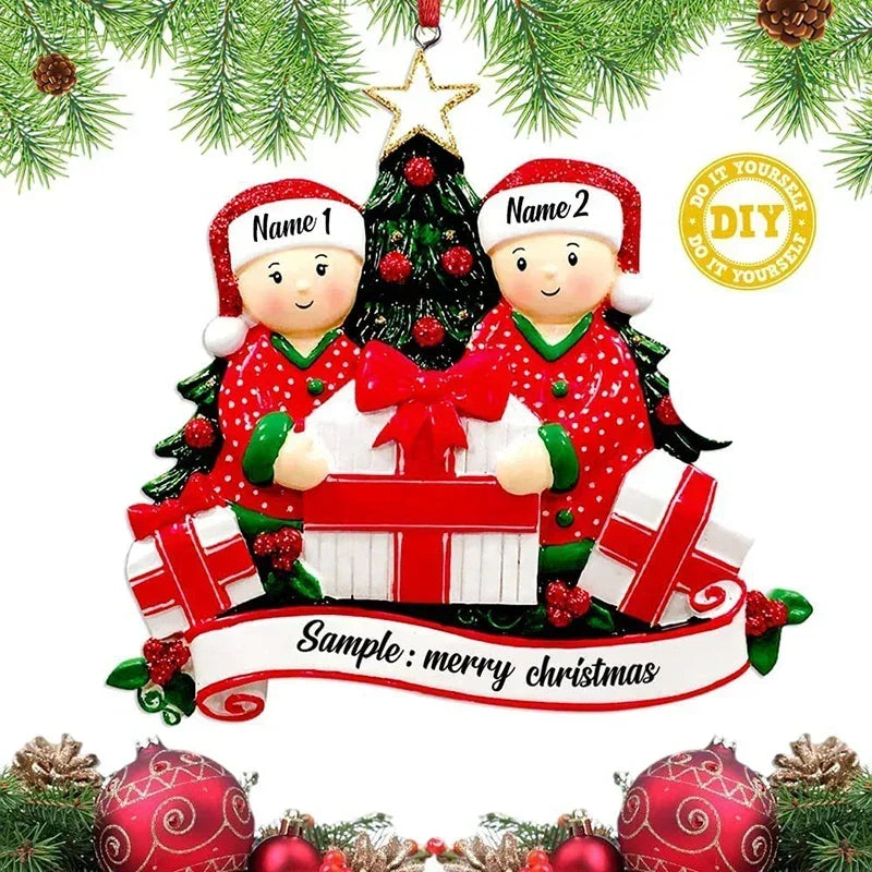 Personalized Resin Family Christmas Tree Ornaments Home Decoration