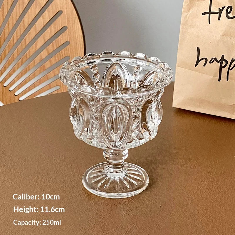 Hot Nordic Relief Cup Glass Cup Ice Cream Ice Cream Dessert Yogurt Pudding Home Dessert Coffee Cup Home Breakfast Container Zpaxo Transparent 230