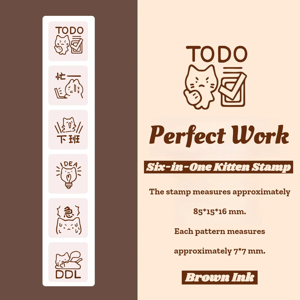 Cute Cat Emoji Stamp Daily Life Work Good Mood Series Cartoon Mini