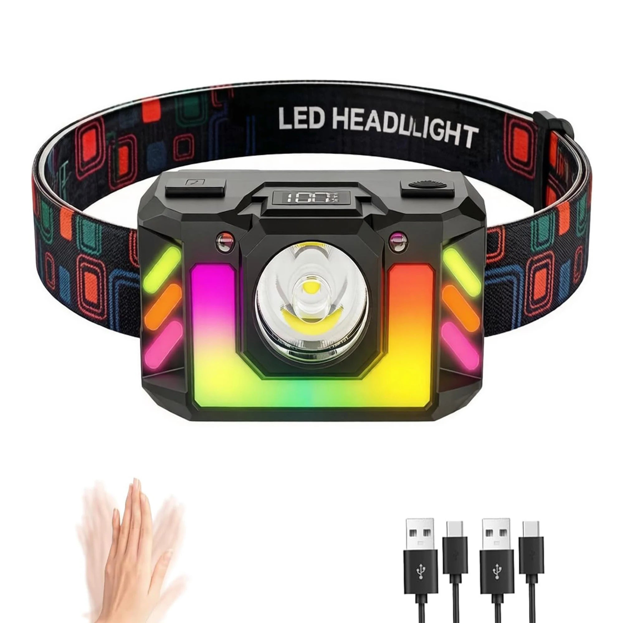 POCKETMAN Rechargeable LED Headlamp – RGB & Sensor Control