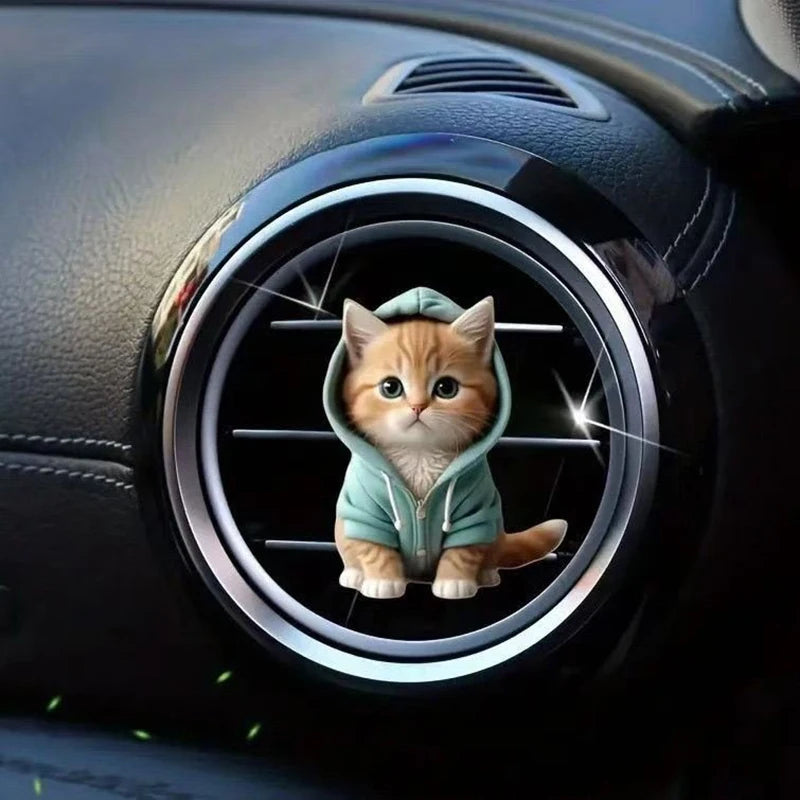 Car Outlet Vent Perfume Clips Cat Acrylic 2D Air Freshener Diffuser