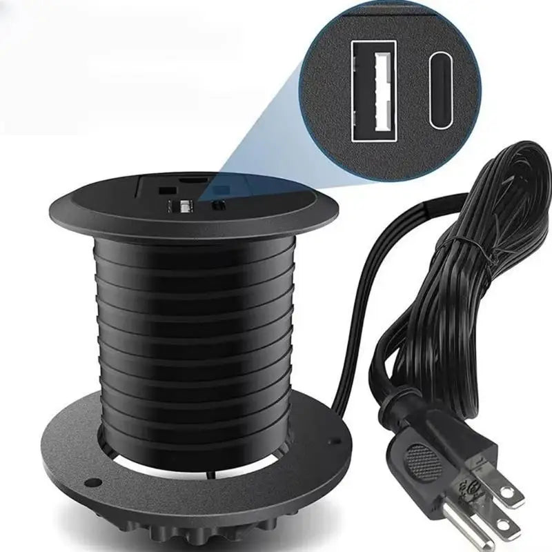 652F PD18W USB C Fast Chargers Desk Mounted Power Outlet With 1AC US Plugs, USB A 10W USB C 18W 2M Cable Overloads Protections Zpaxo
