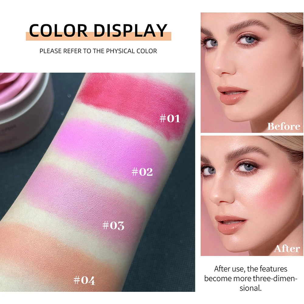 Floral Blush 3D petal Rose Petal Natural highlighter flower Blusher Pigment Long Lasting Face Makeup Brighten Effect cosmetics Zpaxo