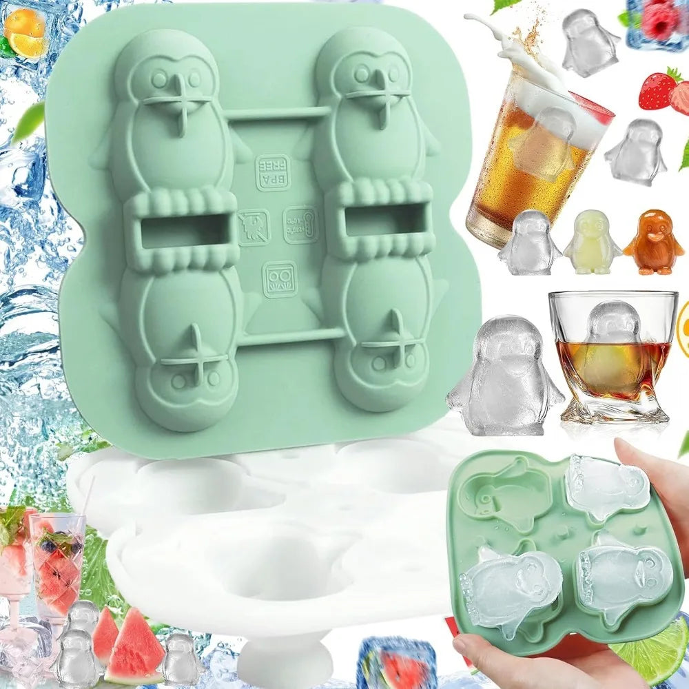 Penguin Ice Cube Mold Large Thick Silicone Whiskey Fun Shape Suitable Zpaxo