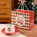 Santa Claus Ceramic Cup & Dish Set – Christmas Gift for Couples Ceramic Cup & Dish Set Zpaxo A