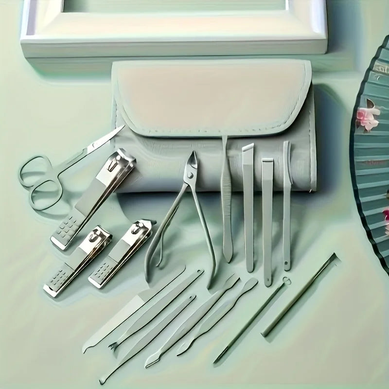 Professional Stainless Steel Manicure Pedicure Includes Nail Clippers