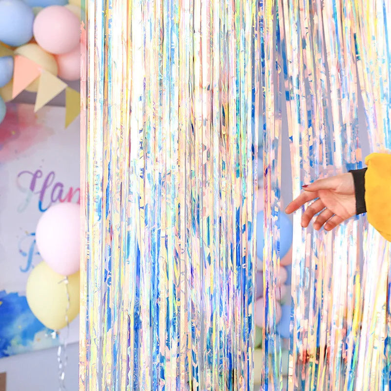 Gorgeous Backdrop Curtains Tinsel Fringe Foil Curtain Unicorn