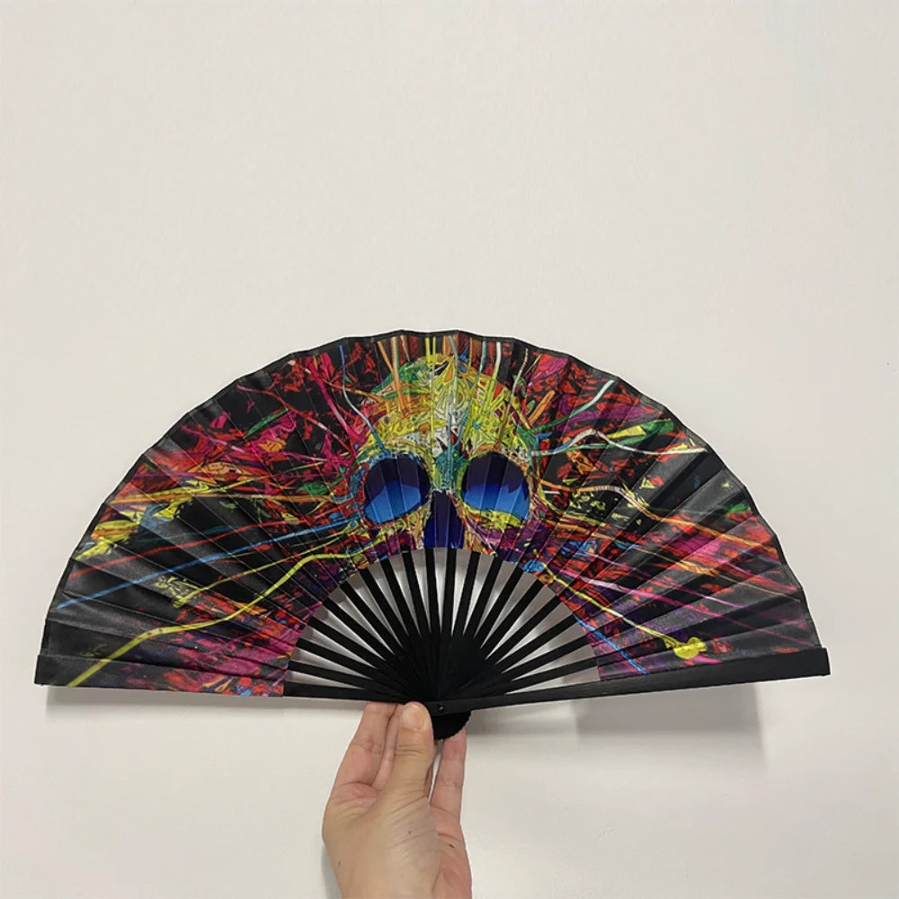 Leopard Print Folding Fan – 23cm Portable Satin Cloth, Black Frame Decorative Folding Fan Zpaxo