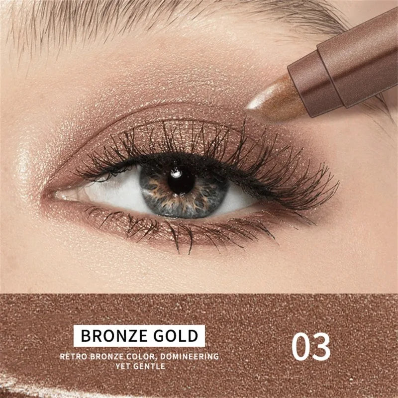 Waterproof Double Head Eyeshadow Stick Long Lasting High Pigmented Shimmer Glitter Neutral Brown Eye Shadow Pencil Crayon Makeup Zpaxo 03