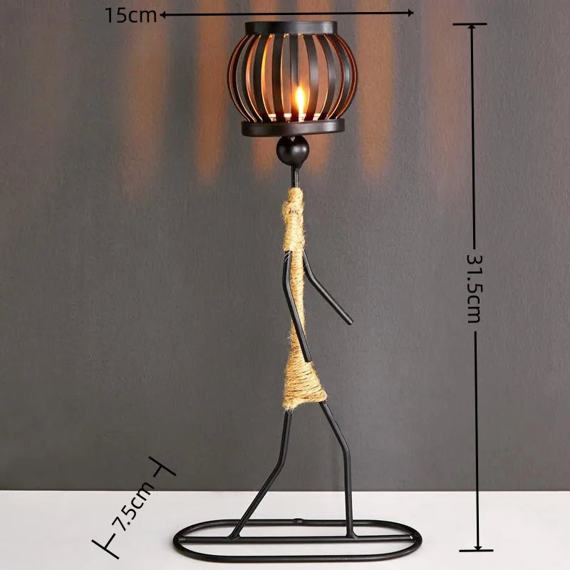 Nordic Metal Candle Holder Abstract Character Handmade Vintage Candlestick for Wedding Home Coffee Shop Table Art Decoration New Zpaxo B