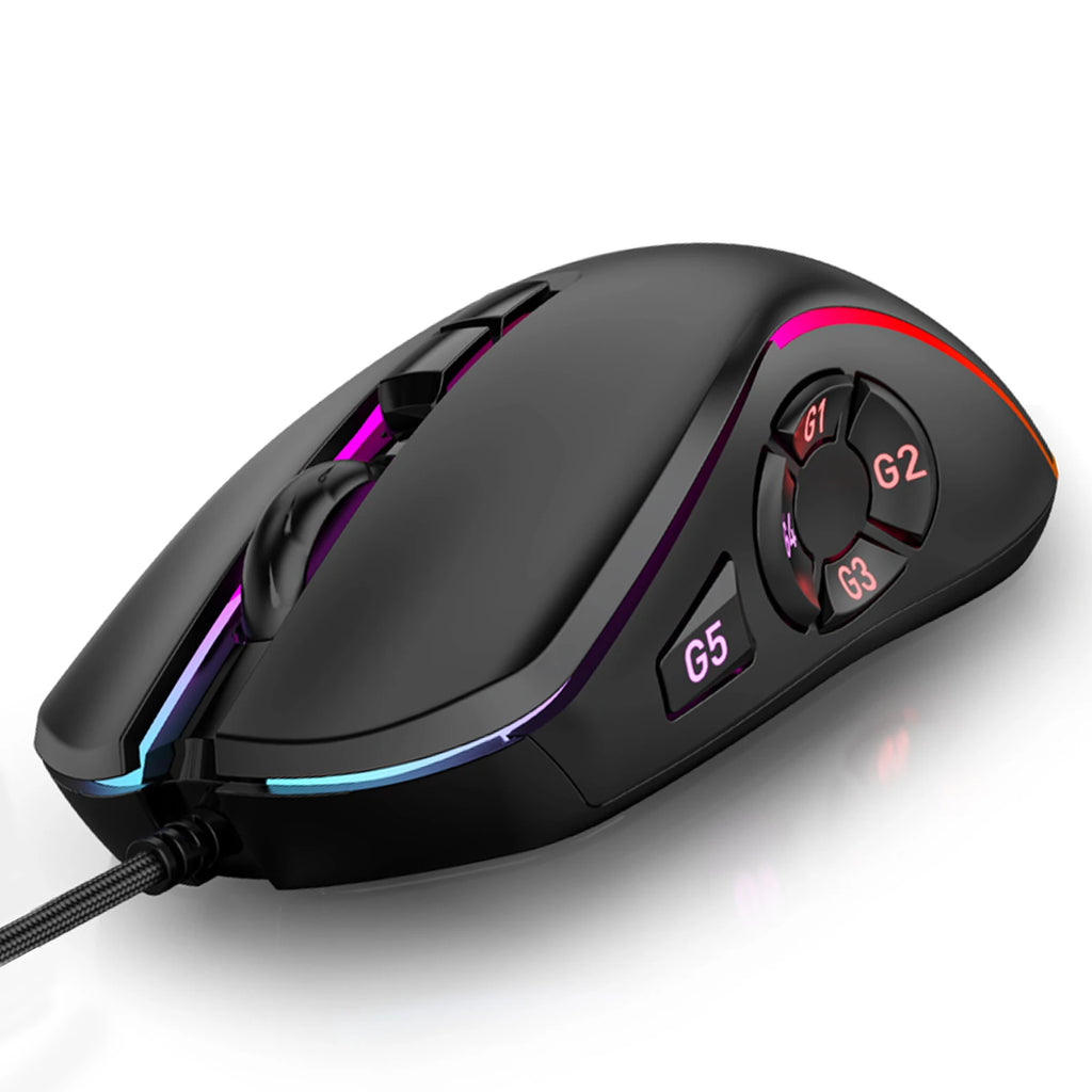 Wired Gaming Mouse DPI 800-12800 RGB Backlit 10 Programmable Buttons 14 Lighting Effects 6 Adjustable for PC Computer Zpaxo Default Title