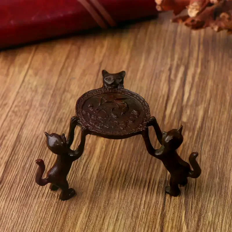 For Incense Burner Candle Holder Room Decor Tray Mini Retro Three-Kitty Tray Adorable Design Entryway & Tabletop Stand Zpaxo