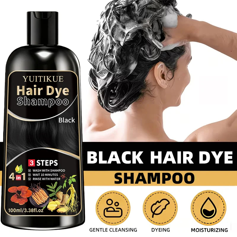 YUITIKUE Herbal Black Hair Dye Shampoo – Color & Cleanse Hair Dye Shampoo Zpaxo