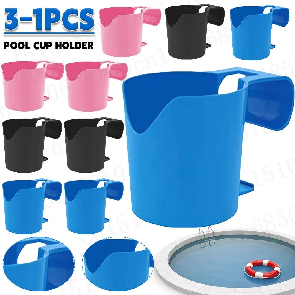 3-1PCS Poolside Cup Holder Swimming Pool Storage Rack No Punching Bottle Hanging Rack Pond Spa Pool Drink Beer Glass Holder Zpaxo