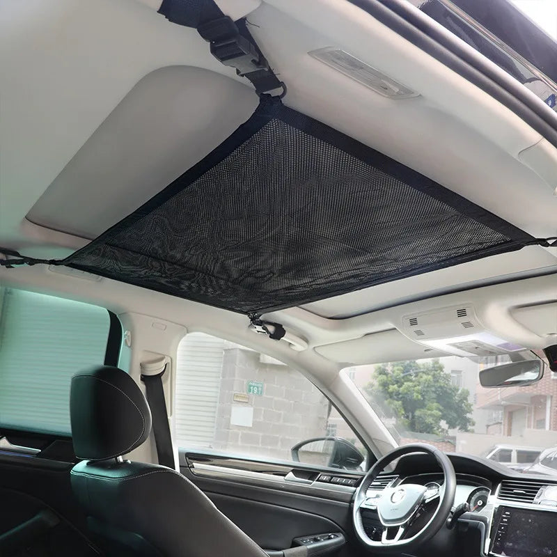 Car Roof Net Storage Bag Adjustable Double-layer Zipper Mesh Ceiling